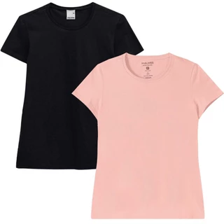 Kit 2 Camisetas Basica Babylook Feminina Malwee 100% Algodão