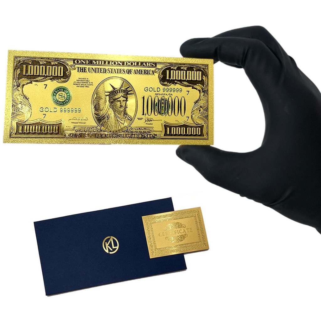Nota Cédula 1 Milhão de Dólares Metalizada Ouro Estátua da Liberdade  Coleção | Shopee Brasil