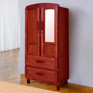 Guarda-Roupa Solteiro Murici Madeira Maciça 2 Portas 2 Gavetas com Espelho - Pnr Móveis