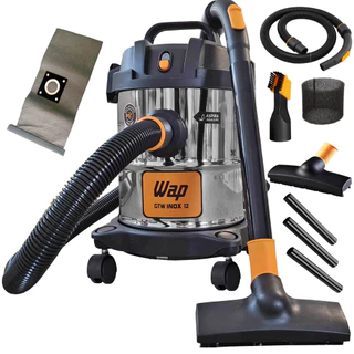 Aspirador de Pó e Água WAP GTW 12 Litros Barril Inox 1400W com Bocal de Sopro Rodas em Oferta na Shopee