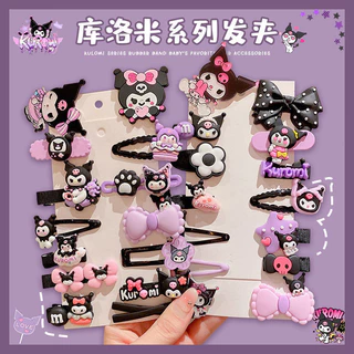 Baby Cute Kuromi Hair Clip Crianças Grampo de cabelo quebrado Menina bb Clip Sweet Side Bangs Clip Cabeleireiro