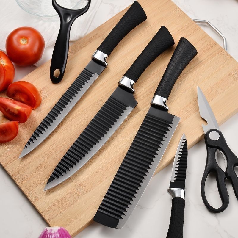 Kit De 6 Facas Churrasco Inox Cozinha Profissional Antiaderente-envio Imediato