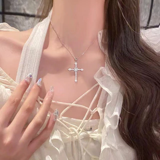 Star Cross Pendant Necklace Pingente Colar Feminino Moda Feminina Doce e Brilhante Cadeia de Clavícula de Zircônio