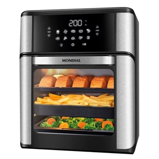 Fritadeira Elétrica Air Fryer Mondial Forno Oven AFON-12L-BI-BC 12L Preta/Inox - 220V