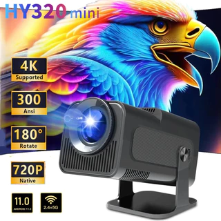 Ramos Aziqz HY320 Mini Projetor Android11 4K Novo Nativo 300ANSI Wifi6 BT5.0 Cinema 720P Portátil Exterior 180 ° Rotable