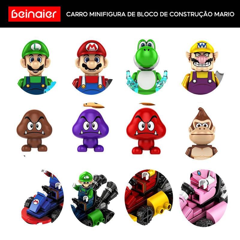 Boneca de bloco de construção de Mini boneca infantil, carro de chapéu verde