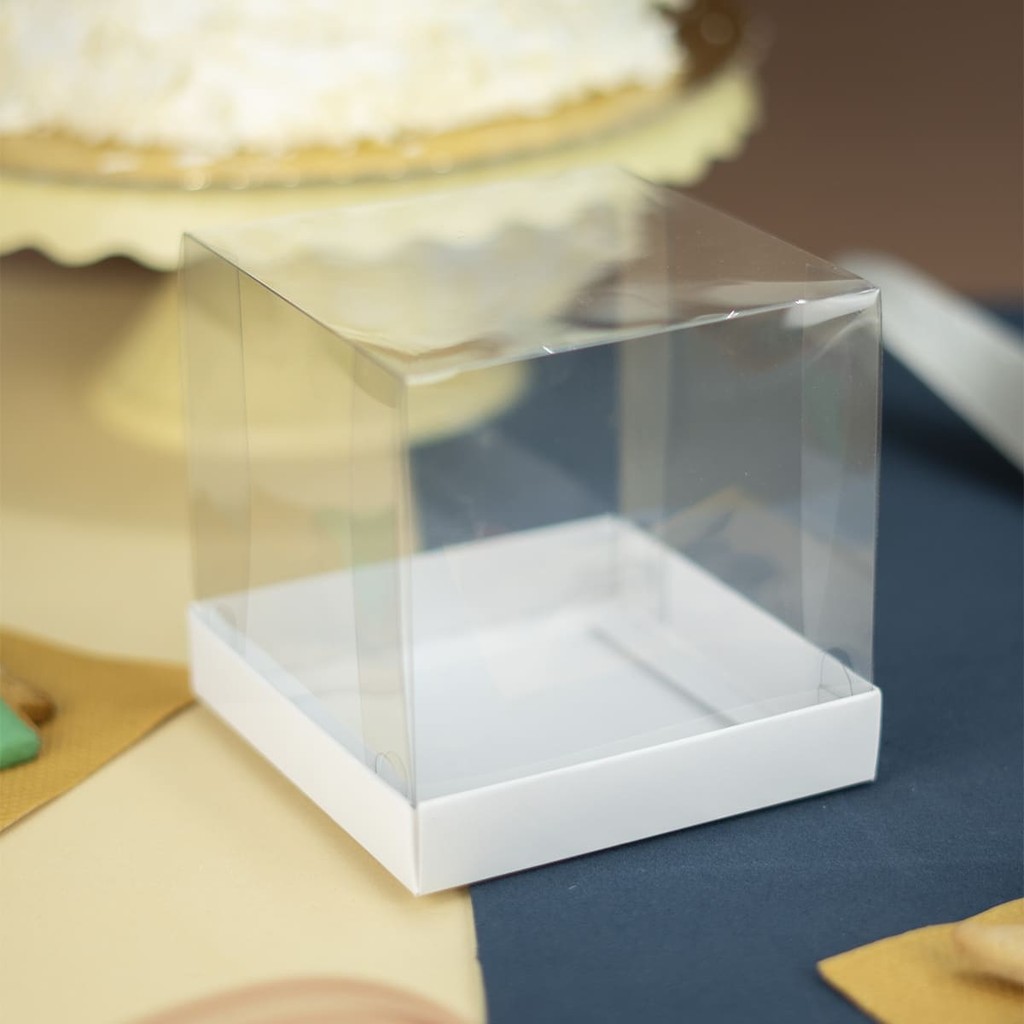 20 Caixas 9x9x9 Mini Bolo e Lembrancinhas | Tampa Acetato Transparente