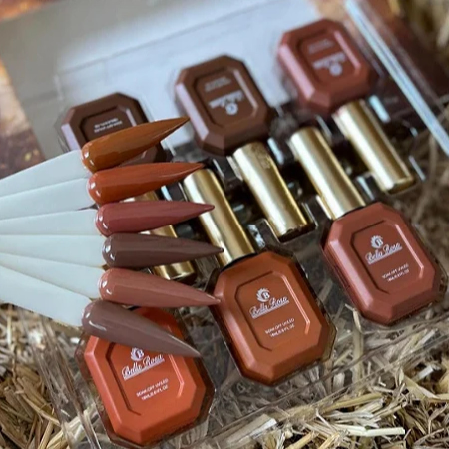 Kit esmalte em Gel Bella rosa Tons de Marrom c/ 6 und 18ml - UV/LED