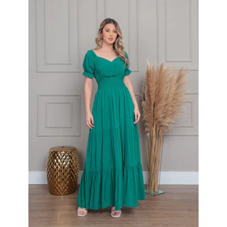Vestido Longo Com Manga Longo Feminina em Oferta na Shopee