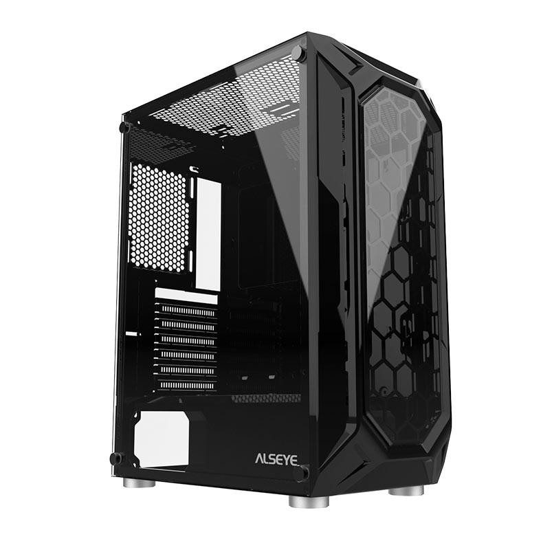 Gabinete Gamer Alseye Heir, Mid-Tower, Lateral de Vidro, Preto, HEIR-BK