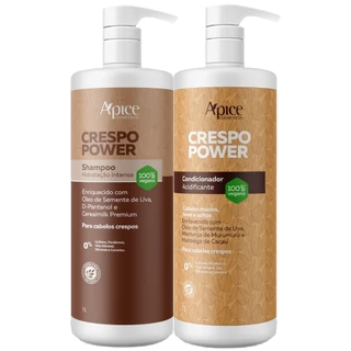 Kit Apse Crespo Power Shampoo + Condicionador Acidificante Hidratação Cabelo Profissional Litro