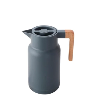 Garrafa Térmica Alça de Madeira Grafite 1L em Oferta na Shopee