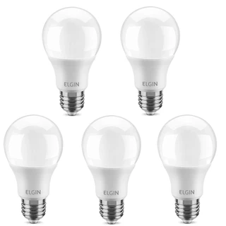 Kit 5 Lâmpadas led bulbo 12W 1050 lúmens branca fria - A60 - Elgin (110V/220V) em Oferta na Shopee