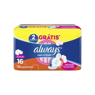 Absorvente Always Super Proteção Cobertura Suave Com Abas 16 Unidades - em Oferta na Shopee