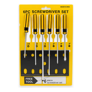 Kit Chaves Fenda e Phillips 6 Peças Aço Carbono Resistente Para Montagem e Manutenção Doméstica