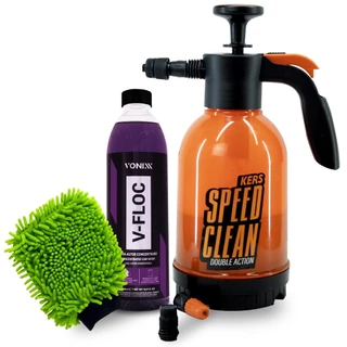 Kit Estética Vonixx Shampoo V-Floc 500ML + Pulverizador Foam Speed Clean Kers + Luva De Microfibra
