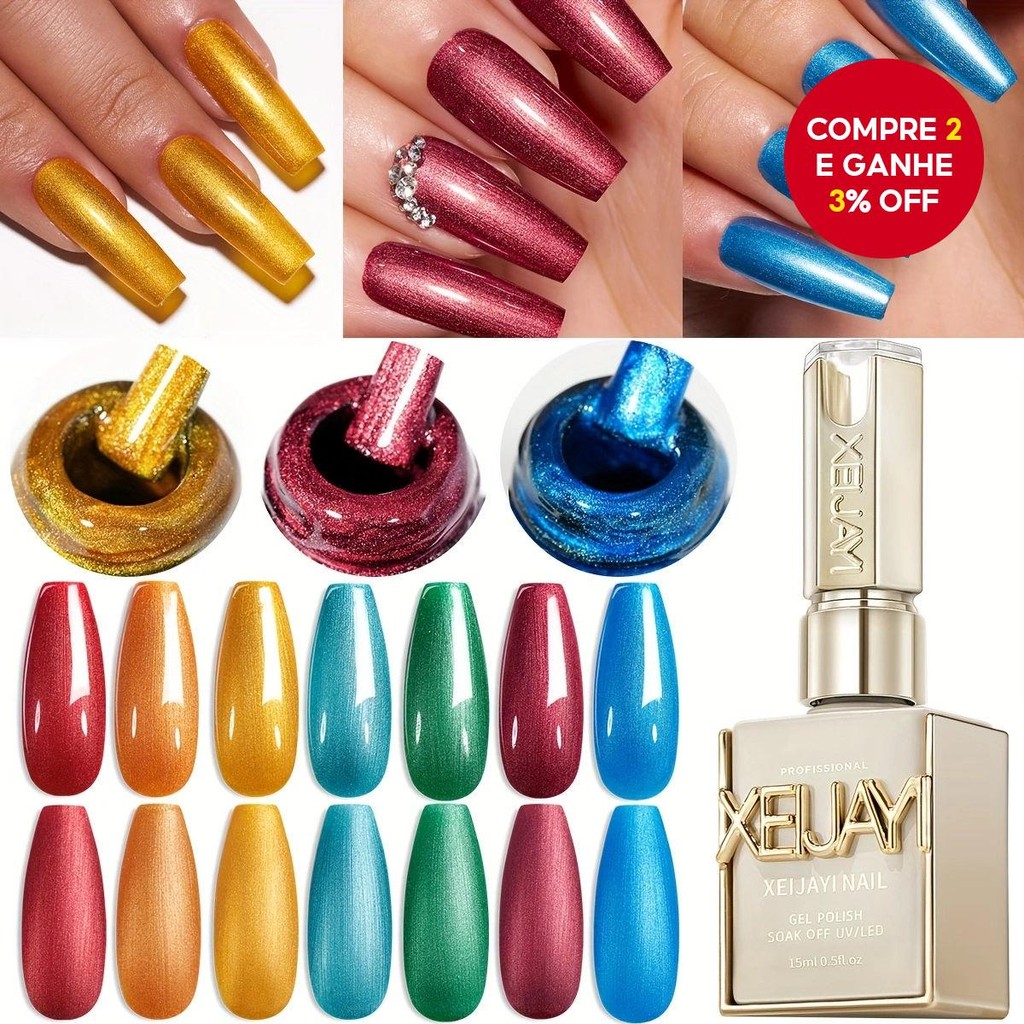 Conjunto De Gel De Unhas Metálico Com 7 Cores, Ideal Para Manicure Diy ...