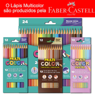 Lápis de Cor Multicolor Super 10 / 12 / 24 / 36 Cores Tons de Pele e Pastel