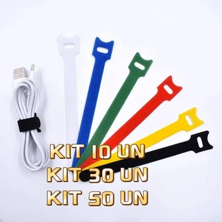 Kit - Organizador de Cabos e Fios Abraçadeira multiuso Prendedor reutilizável