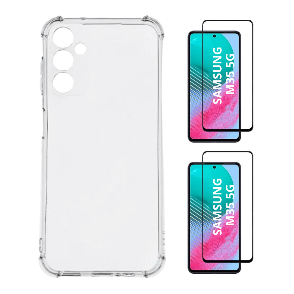 Capa Transparente + 2 Películas de Vidro 3D Para Samsung M35