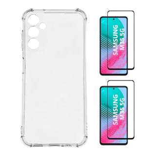 Capa Transparente + 2 Películas de Vidro 3D Para Samsung M35