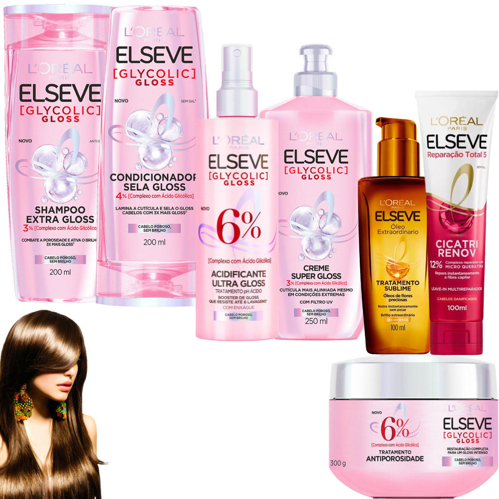 Kit Elseve Glycolic Ultra Gloss Elixir Óleo Extraordinário Cicatri ...