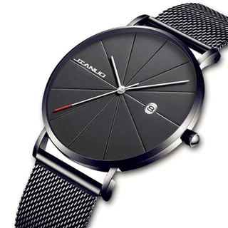 Moda Simples Relógio de malha masculina Relógio Casual Ultra-Thin Men