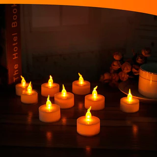 Kits Vela Led Lâmpada Decorativa Amarela Com Pilha