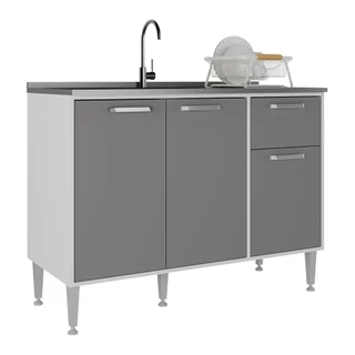 Balcão de Cozinha Gabinete Pia 105cm 3 Portas 1 Gaveta Xangai Multimóveis MP2246