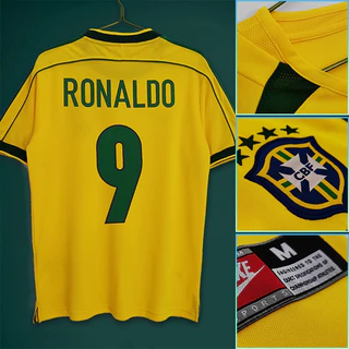 1998 Mundo CopaBrazilian Retro Cupshirts No. 9 RONALDO Retro Jersey Homens De Alta Qualidade Retro Jersey Personalização