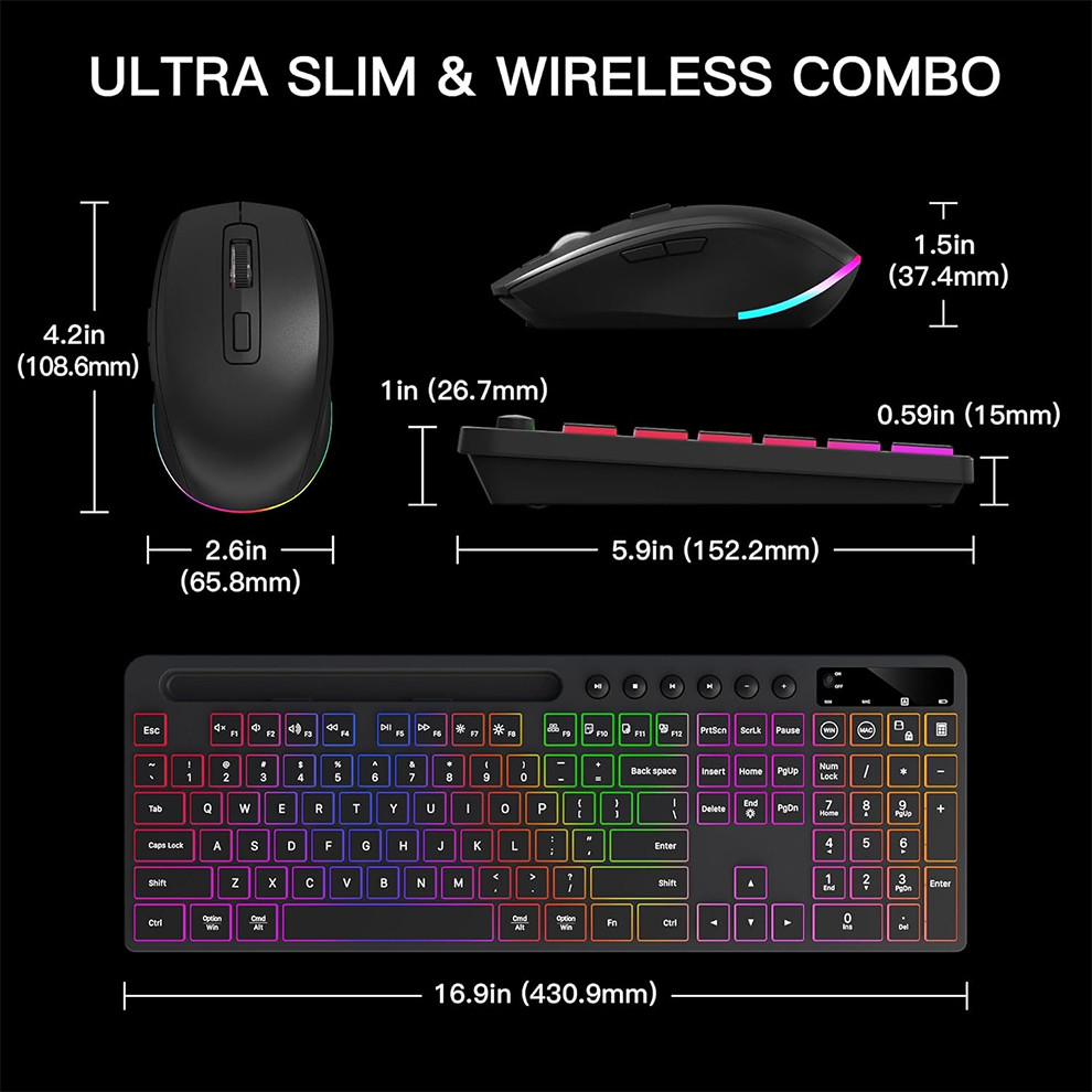 Combinação De Teclado E Mouse Sem Fio Retroiluminado Com Suporte ...
