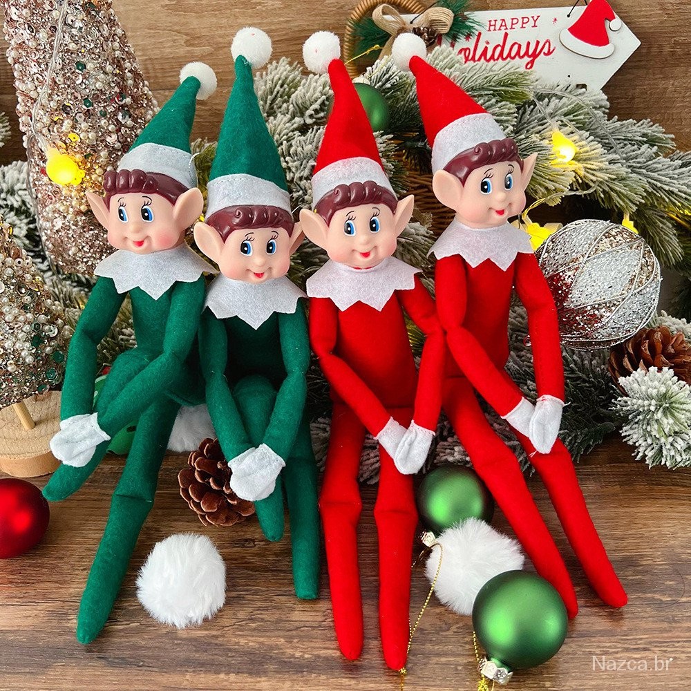 2024 Novo! Boneca de elfo de Natal de 34cm, pingentes de boneca de cabelo verde de Natal/decoração de casa, material de decoração de férias