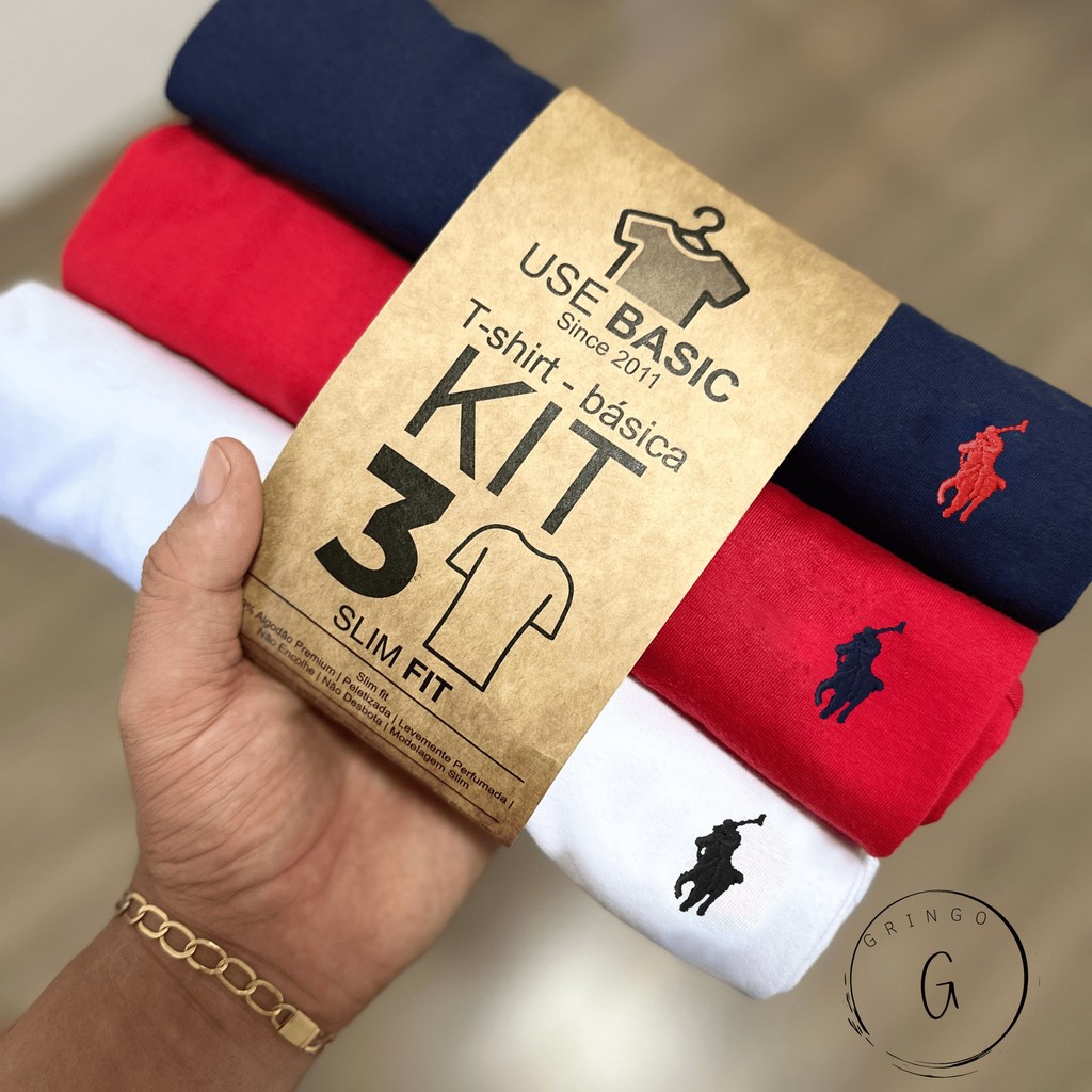 Kit 3 Camisetas Premium Algodao Camisa LIsa
