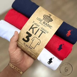 Kit 3 Camisetas Premium Algodao Camisa LIsa