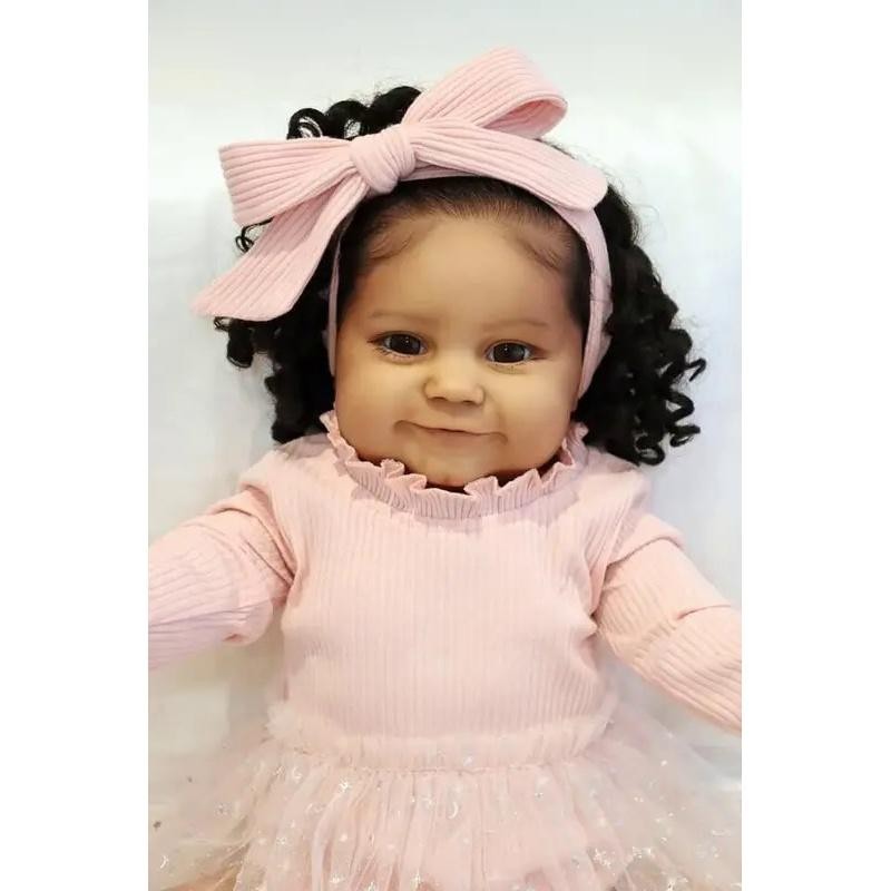 60CM Enorme Bebê Reborn Criança Boneca Maddie Em Pele Marrom Escuro Genesis De Alta Qualidade Pintada À Mão Com Veias Visíveis