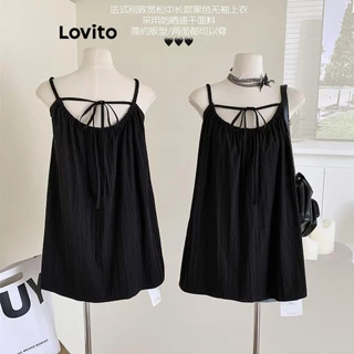Lovito Regata feminina casual com amarração nas costas LNM74060