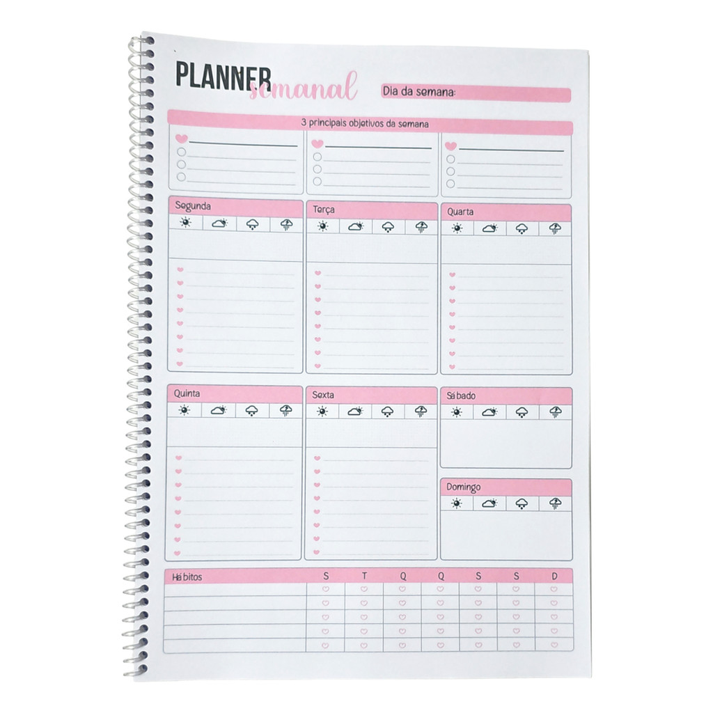 Planner Semanal Rosa A4 - Pronta Entrega 54fls 90g | Shopee Brasil