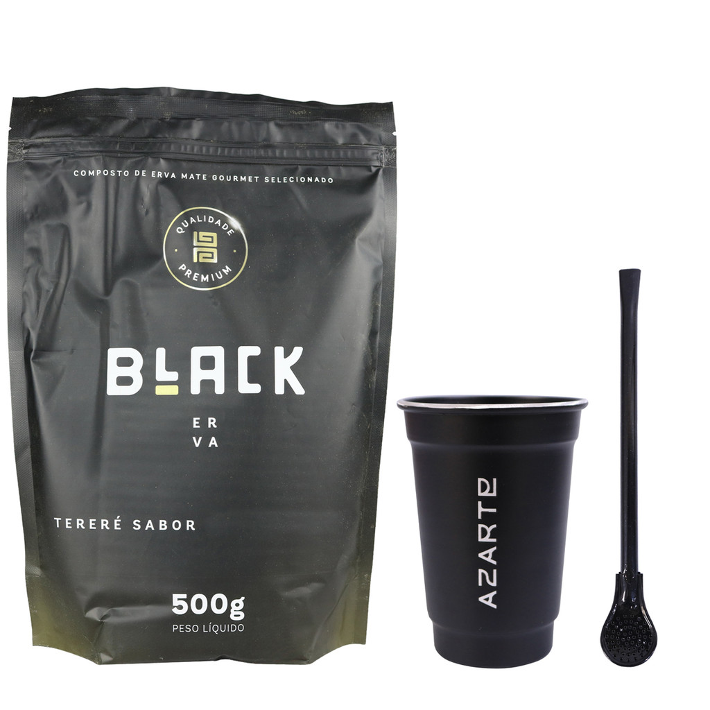 Kit Erva Black Copo Redondo Azarte Bomba Tradicional Premium
