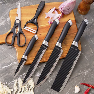 Kit 6 Facas de Churrasco Profissional Antiaderente – Facas Aço Inox para Cozinha/ Grill/ BBQ e Churrasqueira - WYL em Oferta na Shopee