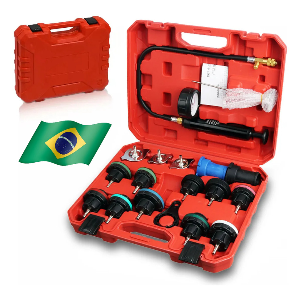 18 Peças Kit Teste Arrefecimento Radiador Comum Selado , Sistema De Resfriamento , Conjunto De Det