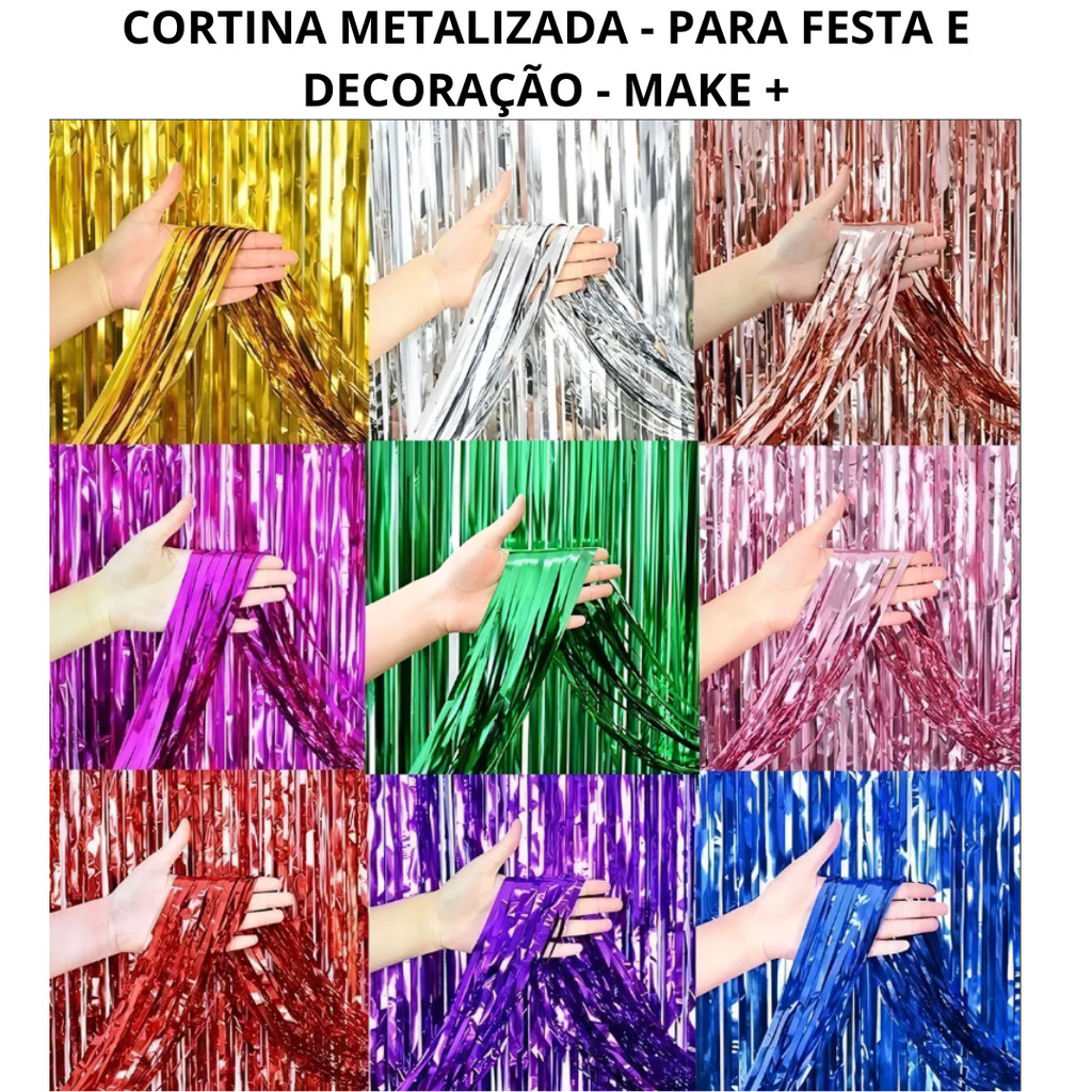 CORTINA METALIZADA - PARA FESTA E DECORAÇÃO - MAKE+ | Shopee Brasil