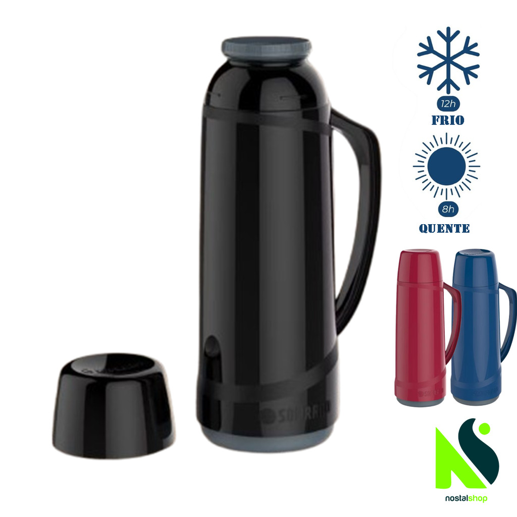 Garrafa térmica 1 Litro café chá Soprano Frio Quente Com Copo mesa