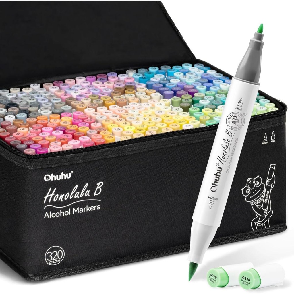 Marcador Ohuhu 320 Cores - Honolulu B - Ponta Brush e Fina | Shopee Brasil