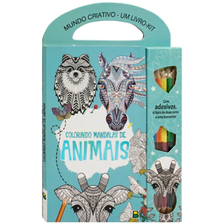 MUNDO CRIATIVO   UM LIVRO KIT COLORINDO MANDALAS DE ANIMAIS em Oferta na Shopee