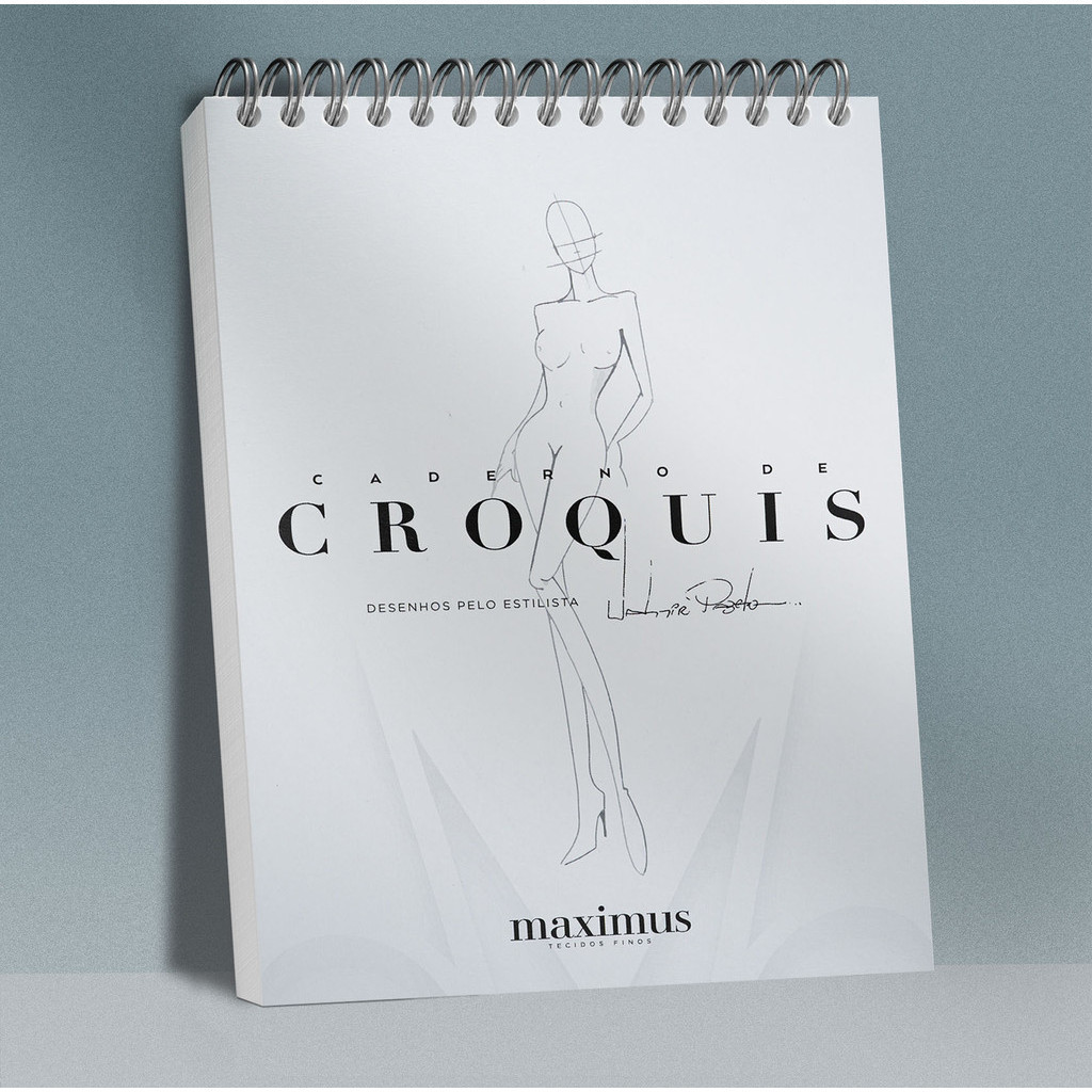 Caderno de desenho croqui de moda Estilista Valmir Pazeto