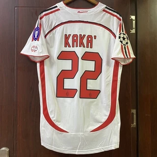 Retro Football Jérseis 0607 Liga Dos Campeões Da UEFA AC Milão Camisa Branca 22 Kaka 3 Maltini 99 Ronaldo