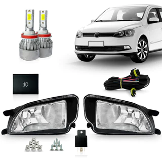 Kit Farol Milha Gol Voyage G6 13/16 Botão Modelo Original E Lâmpadas Super Led