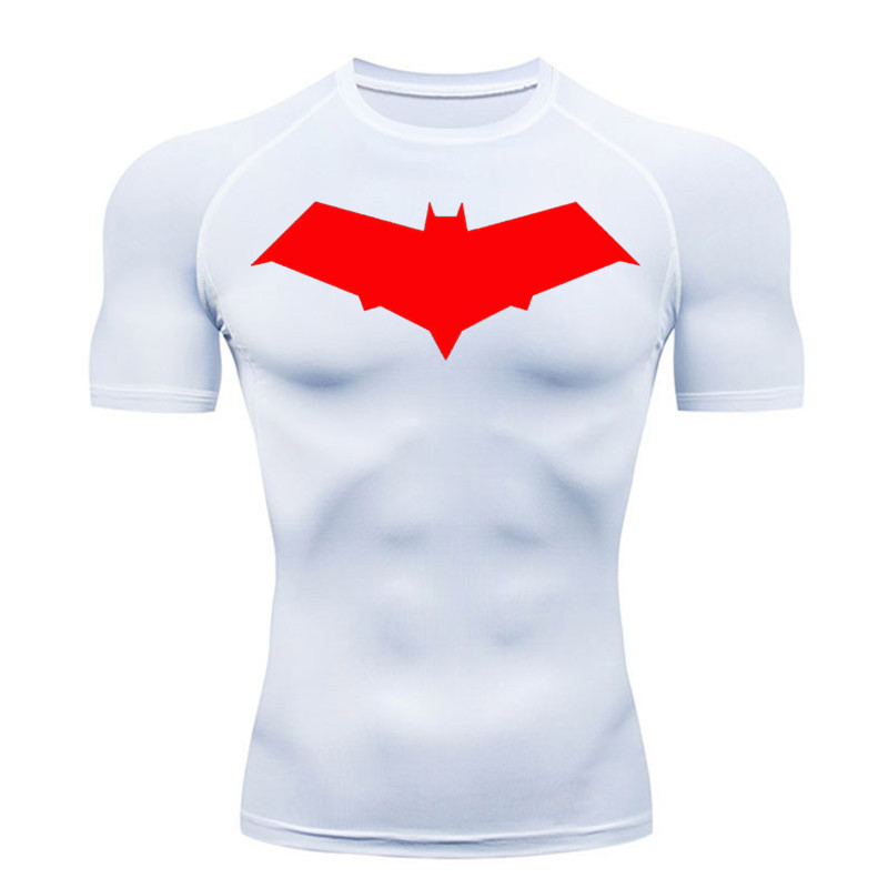 Camiseta De Ginástica Masculina De Manga Curta Batman Compressão