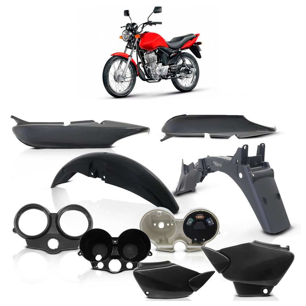Kit Carenagem CG Fan 125 2005 2006 2007 2008 Preto | Shopee Brasil