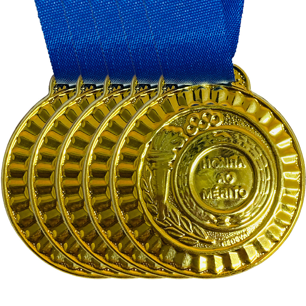 Medalhas Futebol Ouro - Pacote 24 Unidades - 5 Cm Com Fita - Para Competições E Premiações